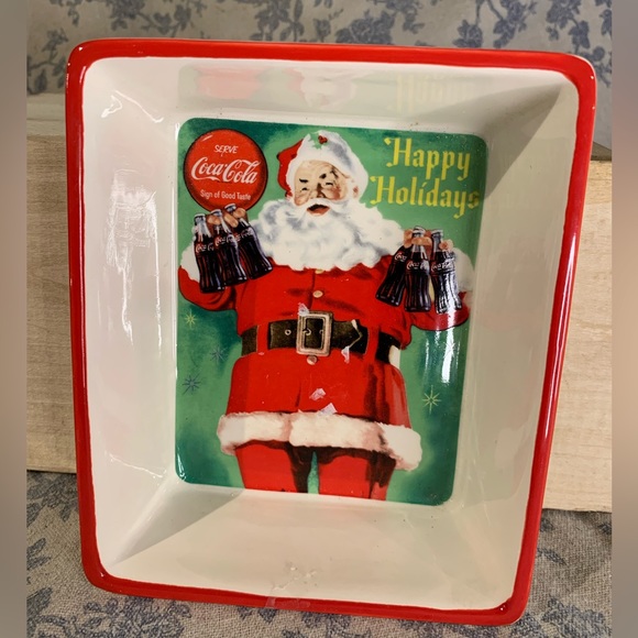 Coca-Cola Vintage Santa Ceramic Snack Bowl - Picture 2 of 5